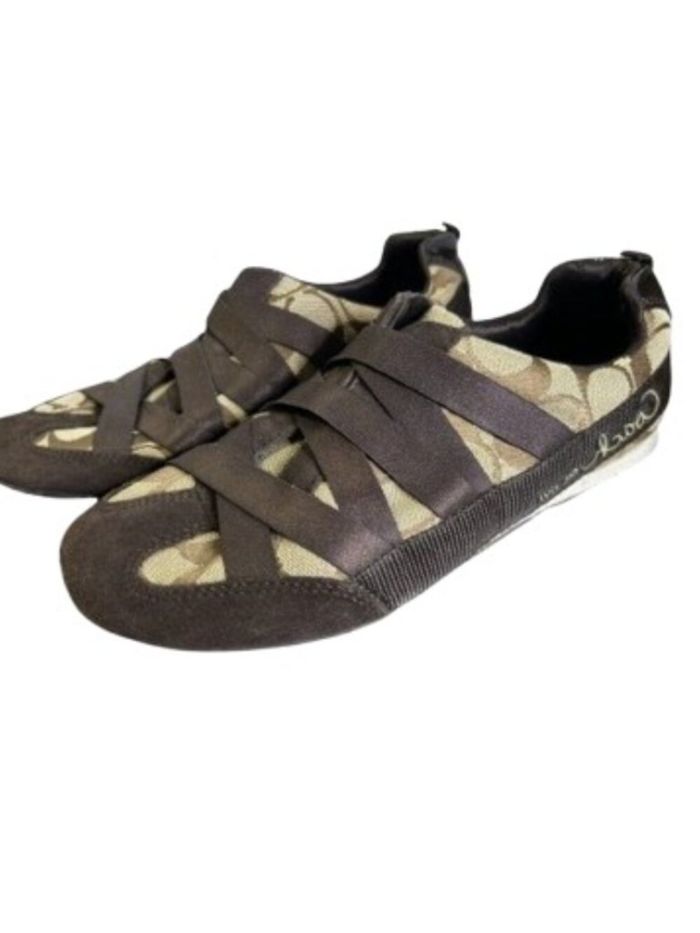 Coach Harmonie Brown Signature C Monogram Slip-On Sneakers – NWOT